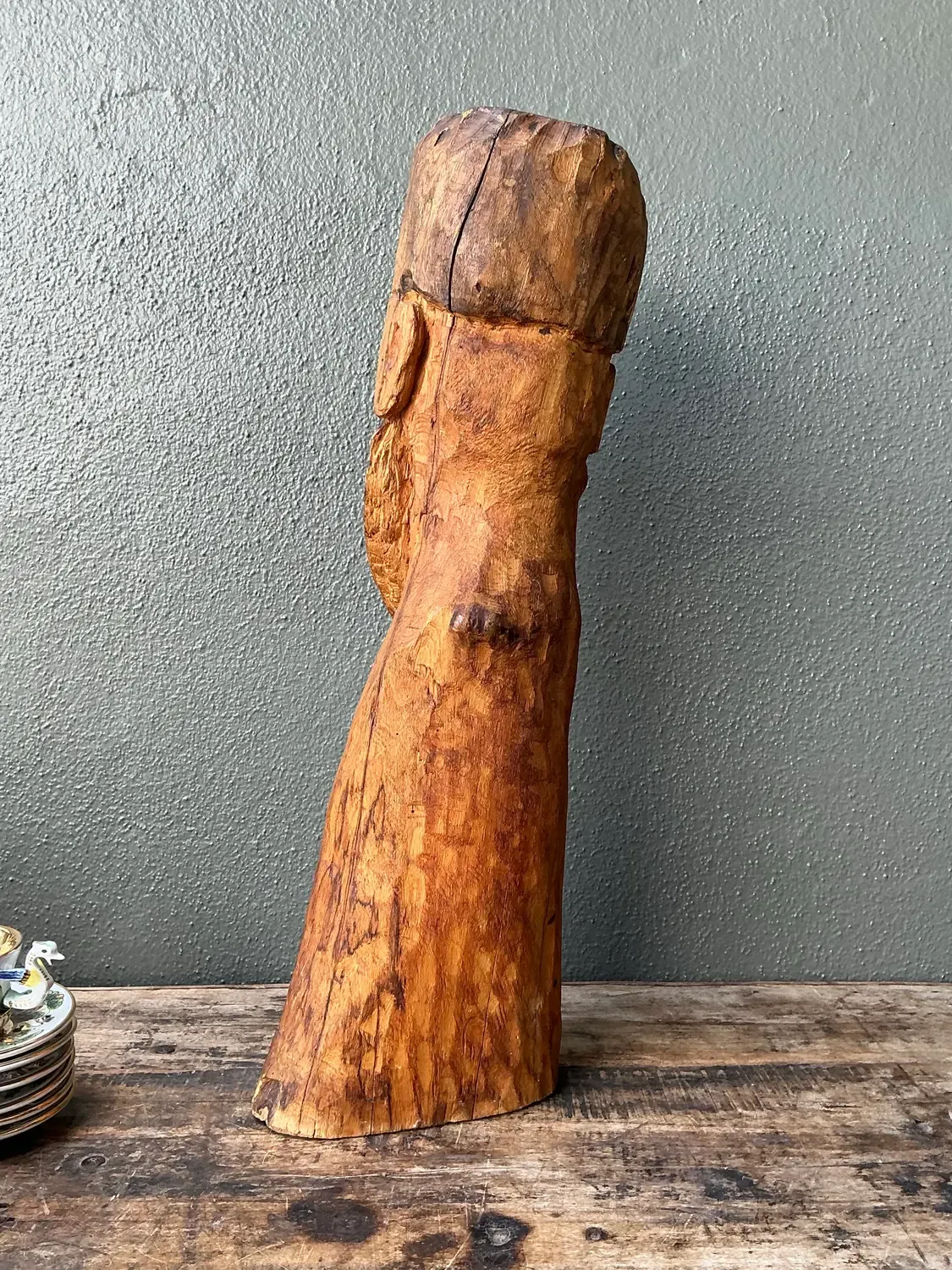 Vintage Hand Carved Man With Mustache — additional photo 4