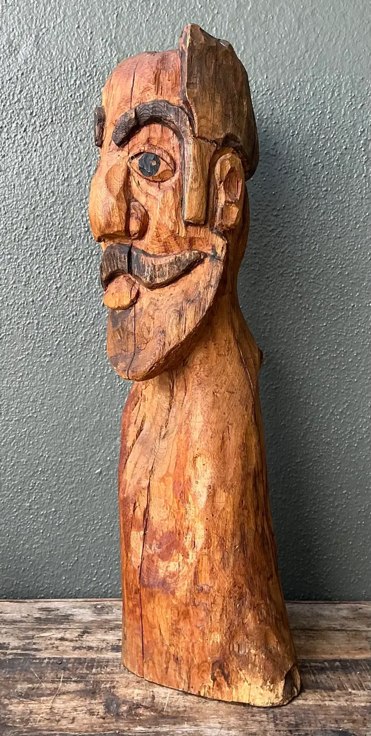 Vintage Hand Carved Man With Mustache — additional photo 5