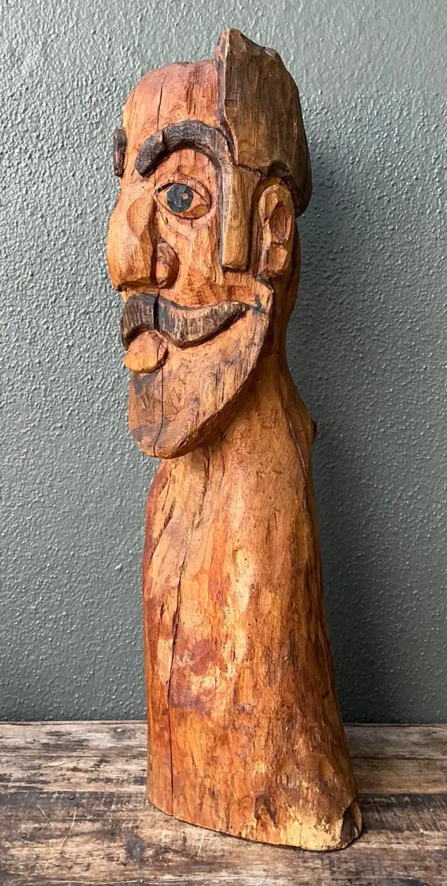 Vintage Hand Carved Man With Mustache — additional photo 5