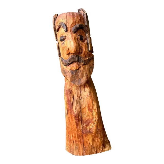 Vintage Hand Carved Man With Mustache — additional photo 6