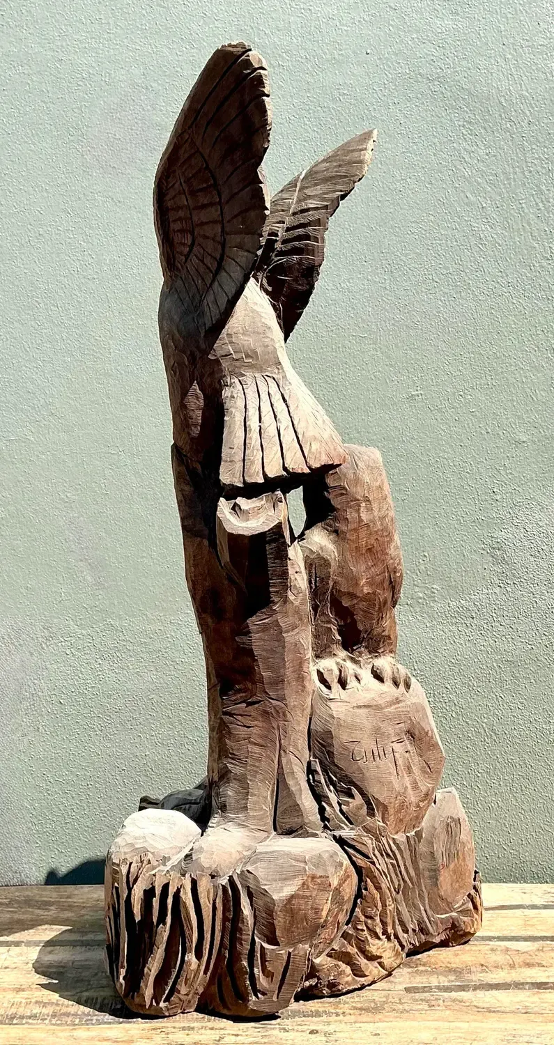 Vintage Hand Carved Owl — additional photo 4
