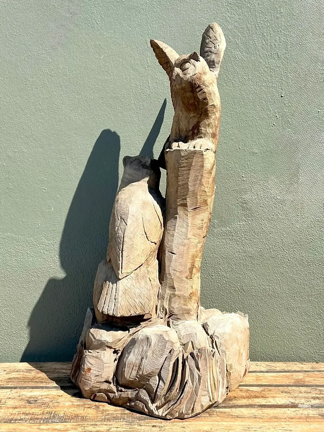 Vintage Hand Carved Owl Perch — additional photo 1