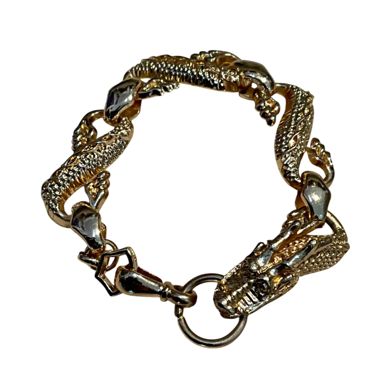 Vintage Hand-Carved Rose Gold Dragon Bracelet