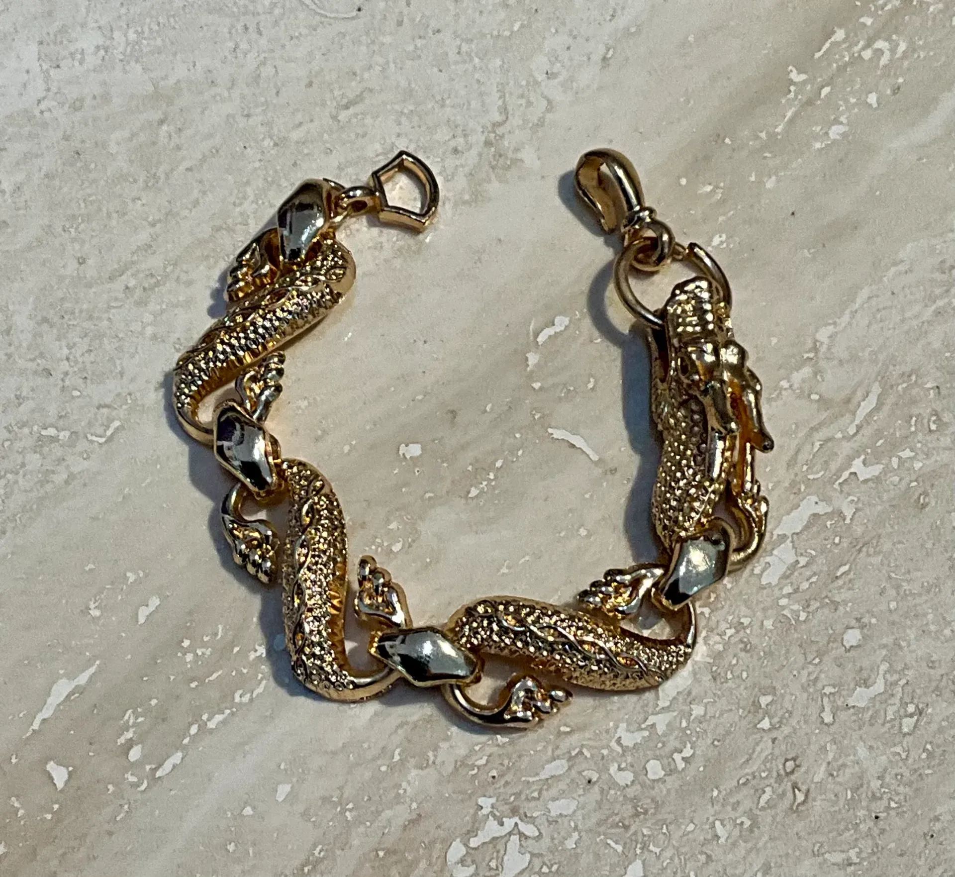 Vintage Hand-Carved Rose Gold Dragon Bracelet — additional photo 1