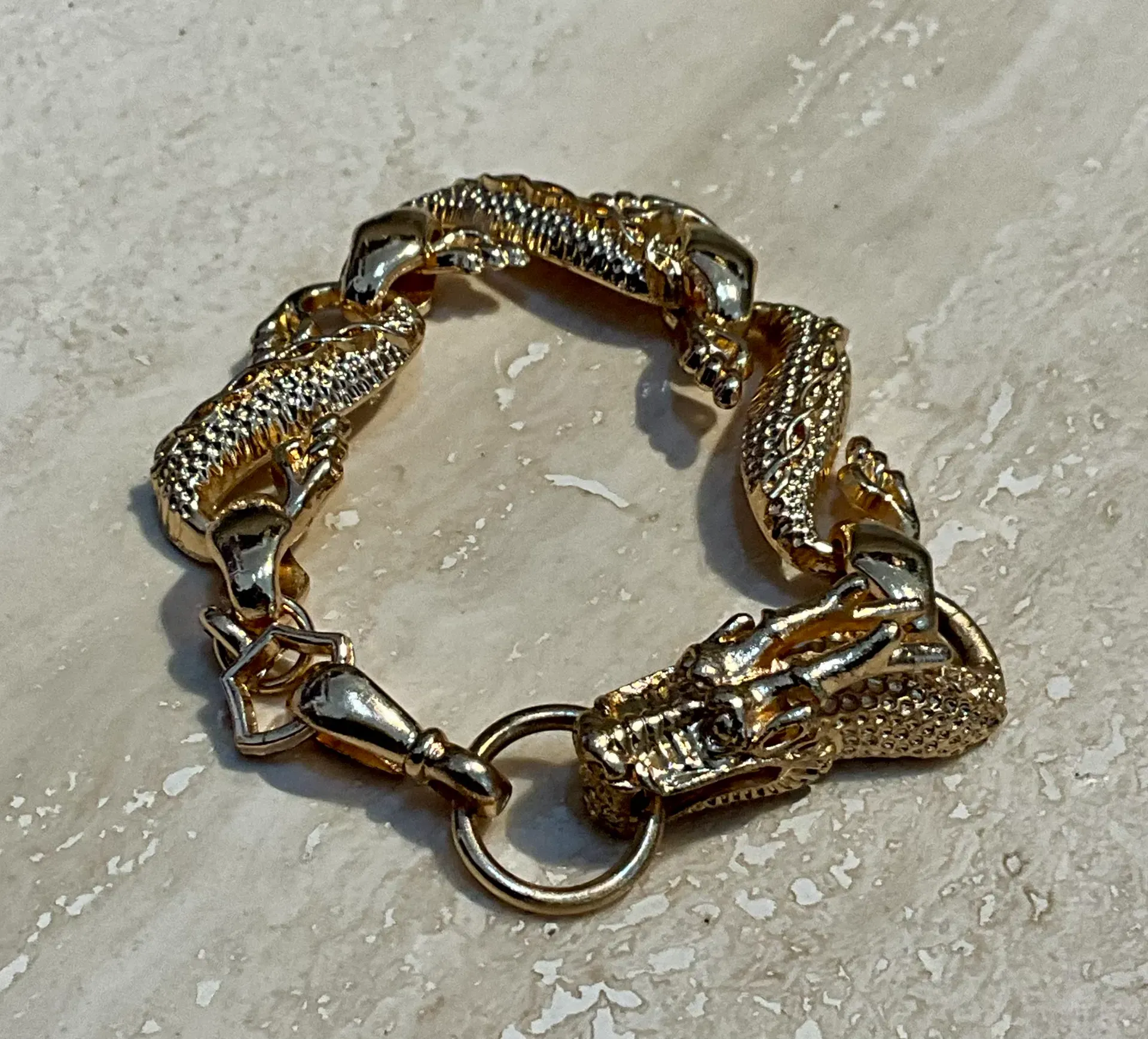 Vintage Hand-Carved Rose Gold Dragon Bracelet — additional photo 2