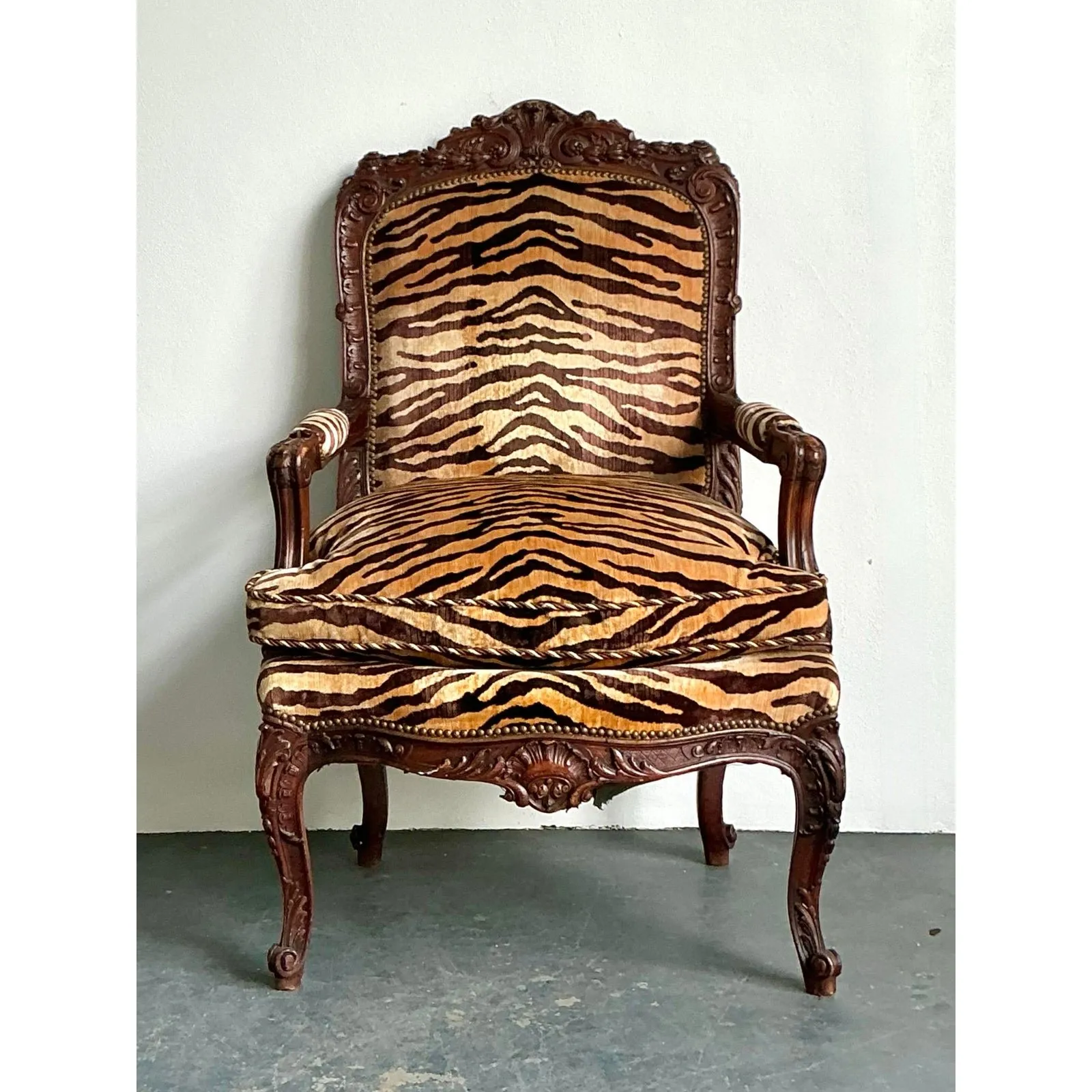 Vintage Hand Carved Scalamandre Fauteuil Chair — additional photo 3