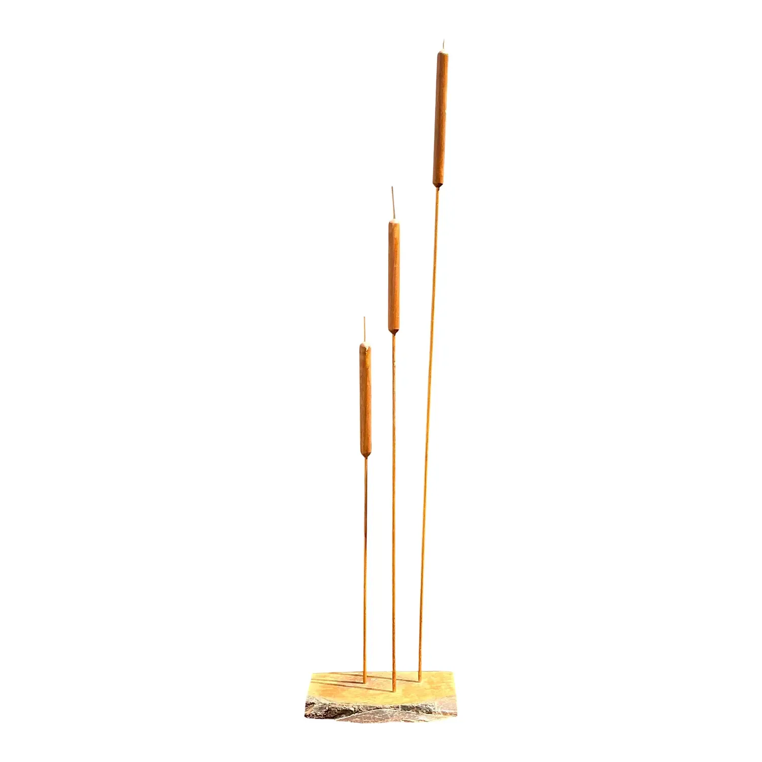 Vintage Hand Carved Sculpture of Cattails — additional photo 1