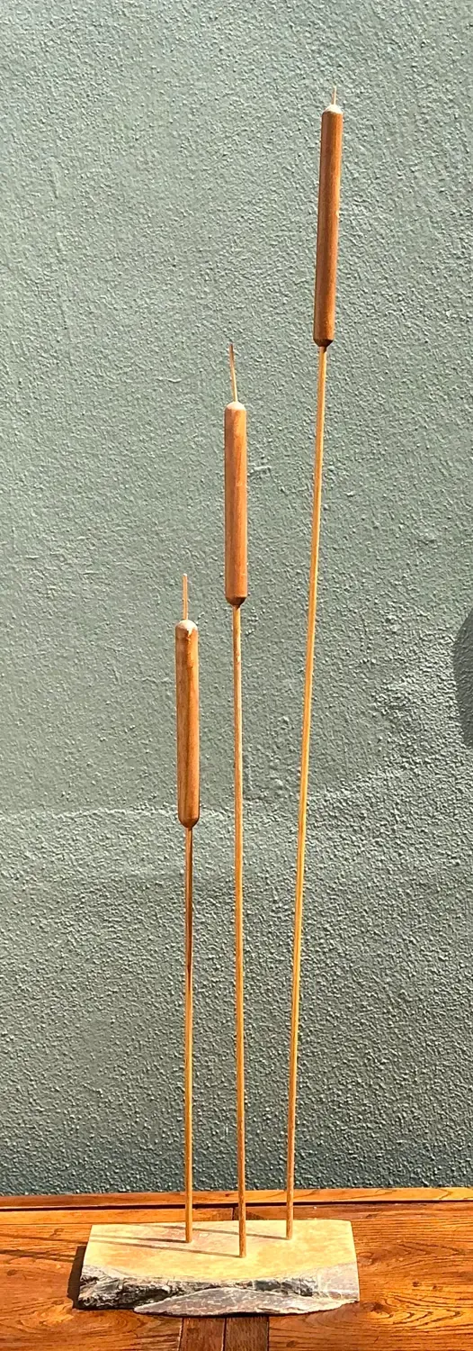 Vintage Hand Carved Sculpture of Cattails — additional photo 6