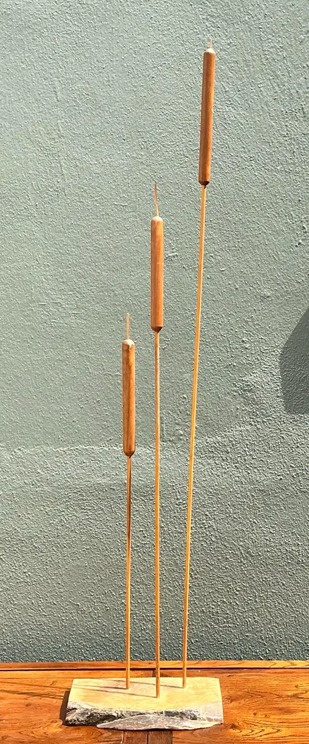 Vintage Hand Carved Sculpture of Cattails — additional photo 7