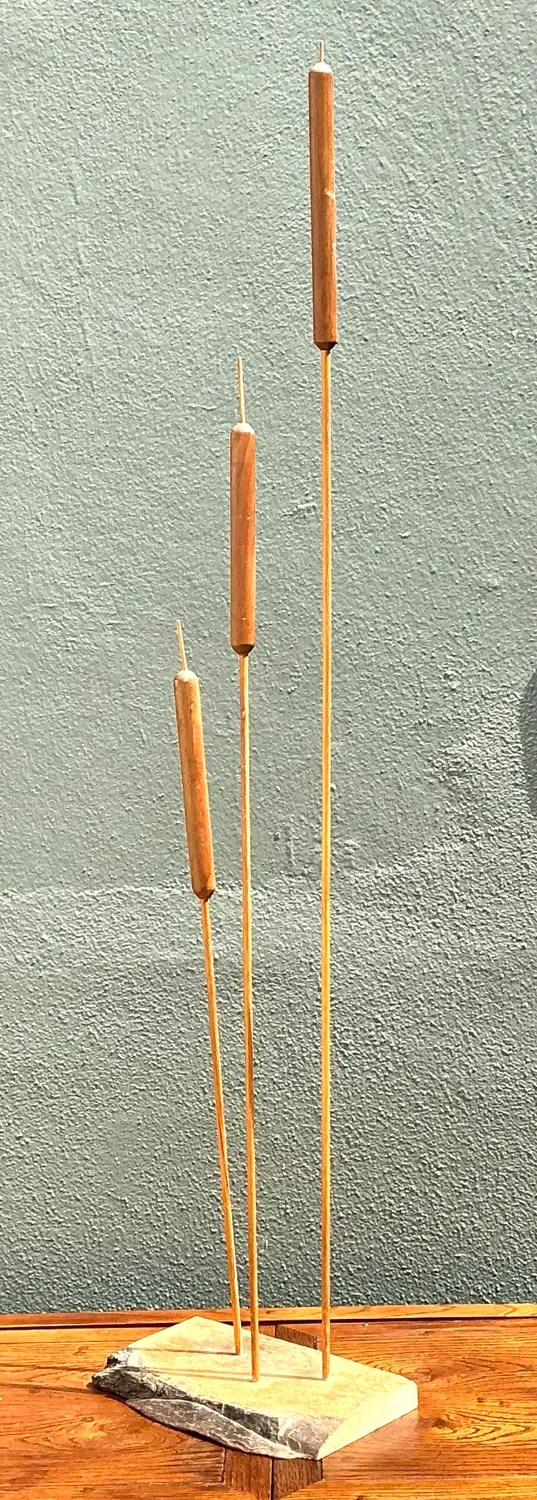 Vintage Hand Carved Sculpture of Cattails — additional photo 8