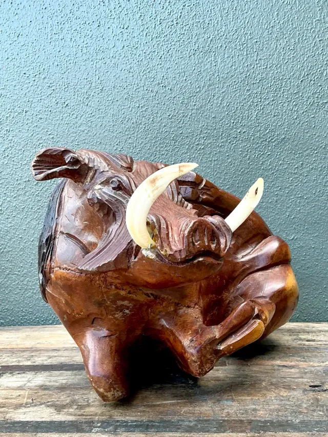 Vintage Hand Carved Wild Boar — additional photo 2