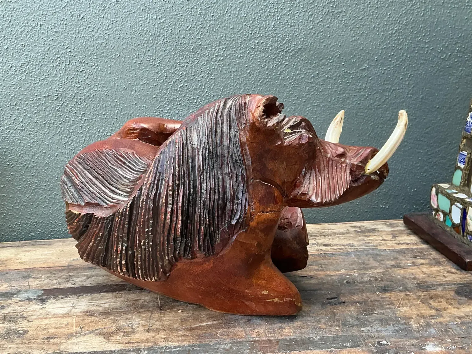 Vintage Hand Carved Wild Boar — additional photo 3
