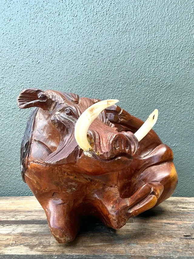 Vintage Hand Carved Wild Boar — additional photo 7