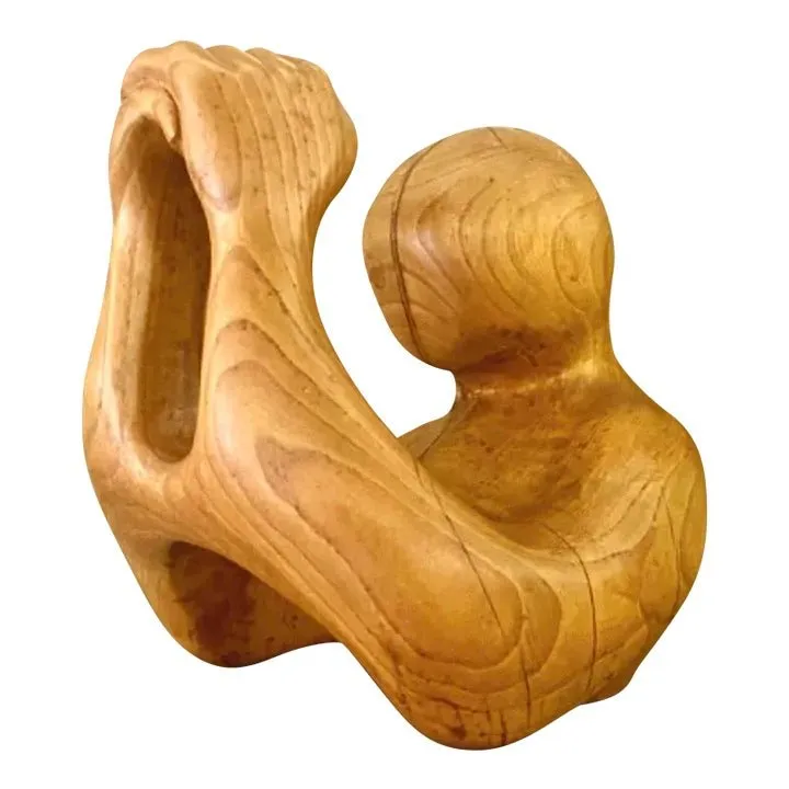 Vintage Hand Carved Wood Abstract Sculpture — additional photo 1