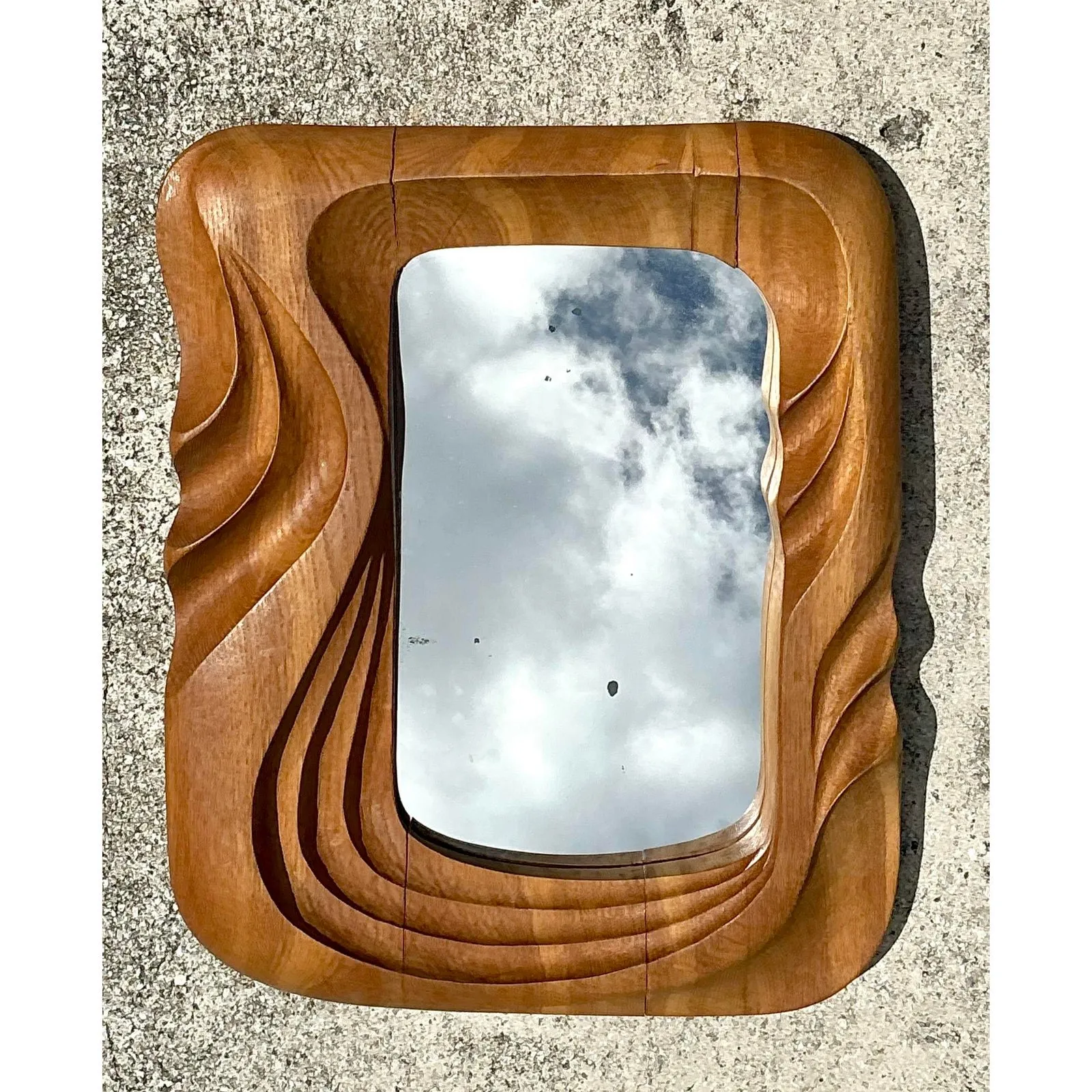 Vintage Hand Carved Wood Frame Mirror — additional photo 7