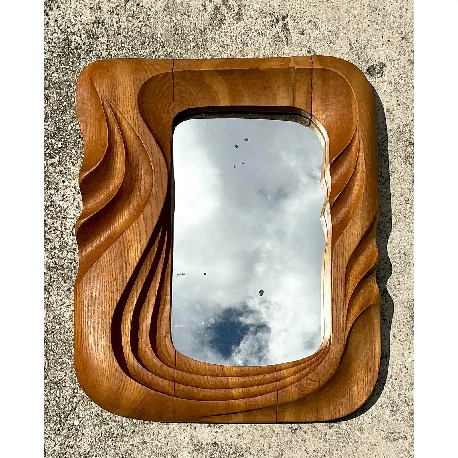 Vintage Hand Carved Wood Frame Mirror — additional photo 5