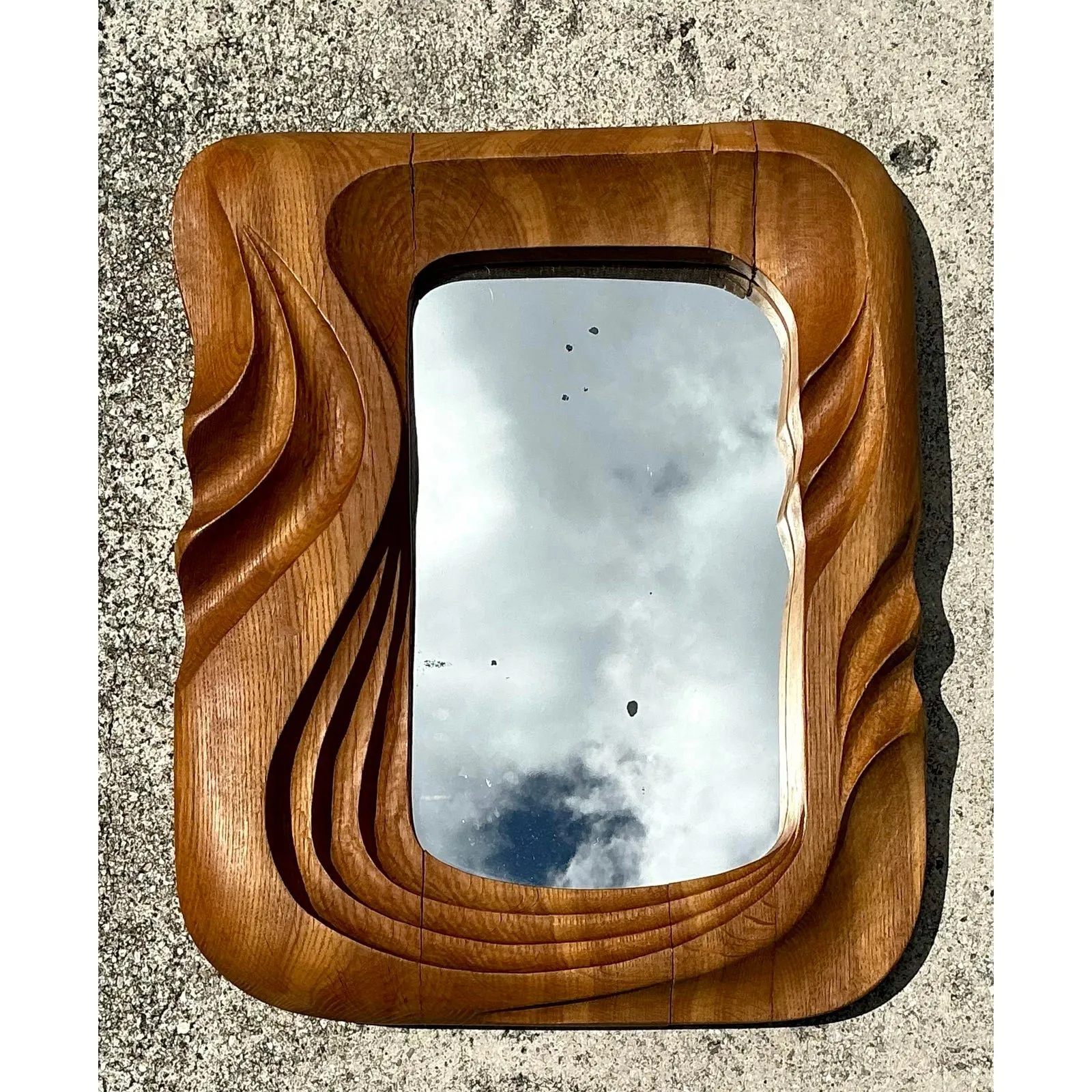 Vintage Hand Carved Wood Frame Mirror — additional photo 1