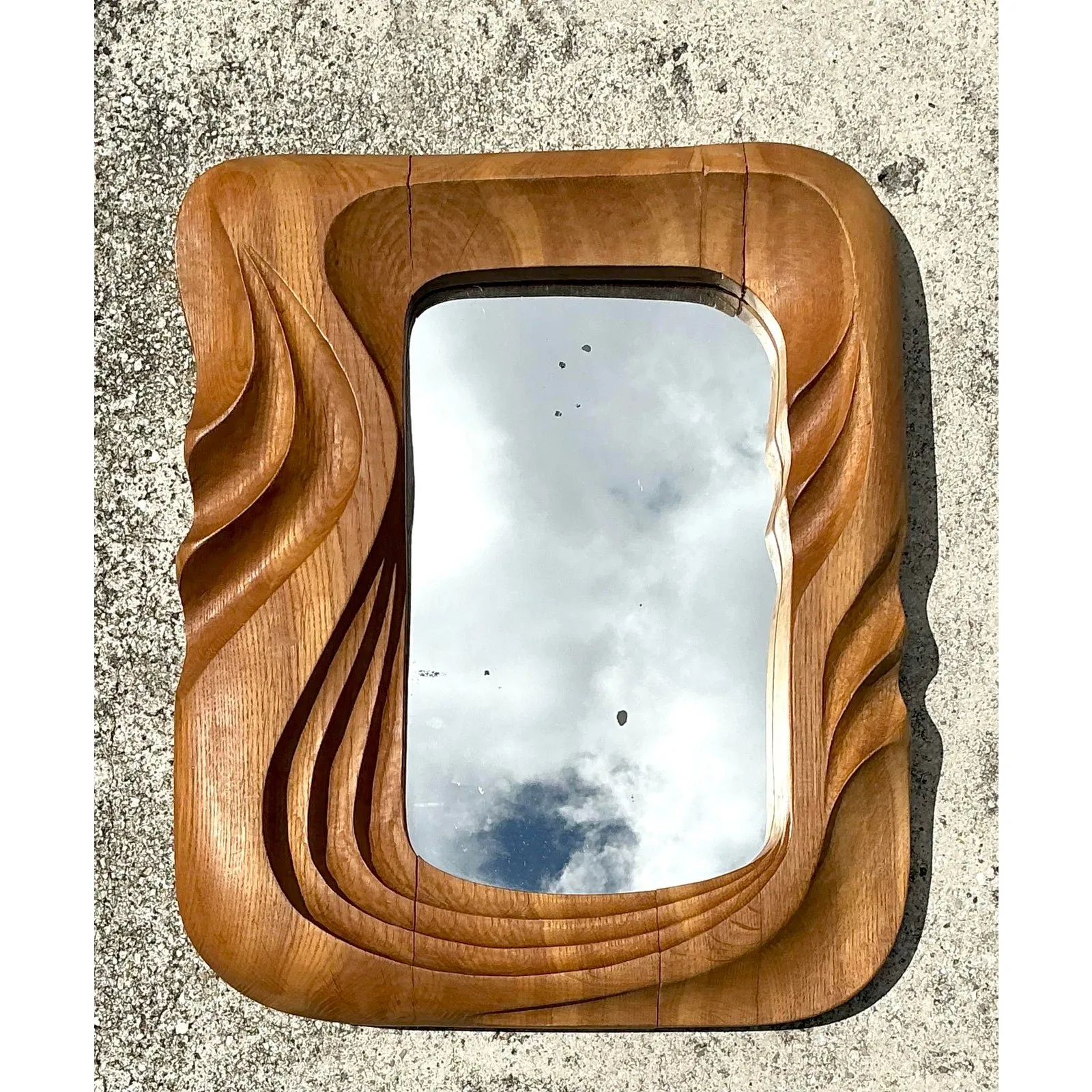 Vintage Hand Carved Wood Frame Mirror — additional photo 3
