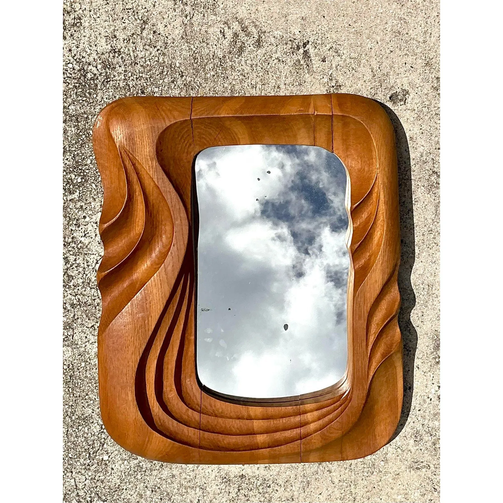 Vintage Hand Carved Wood Frame Mirror — additional photo 2
