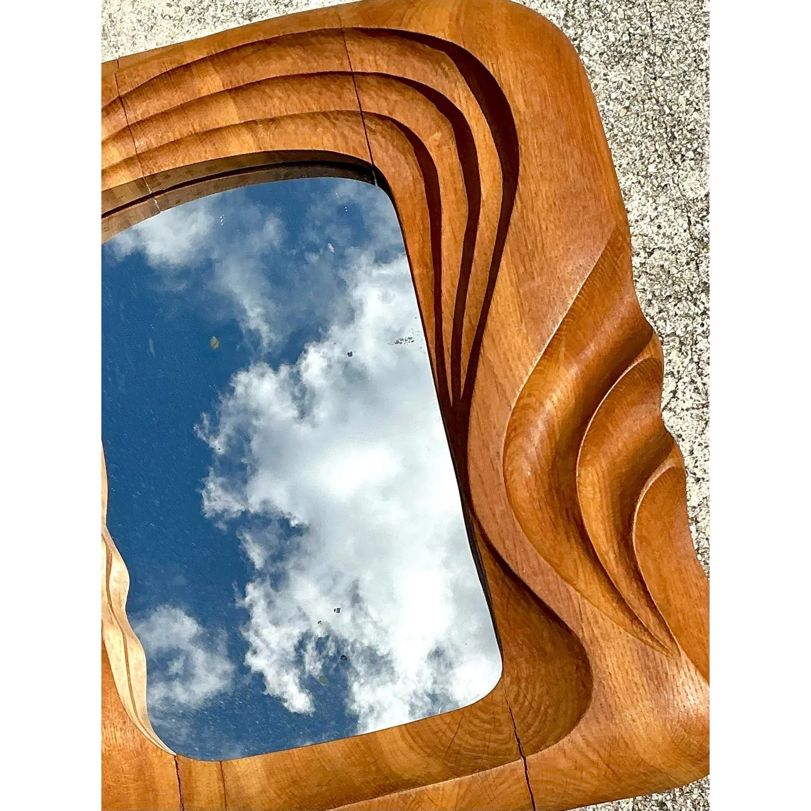 Vintage Hand Carved Wood Frame Mirror — additional photo 6