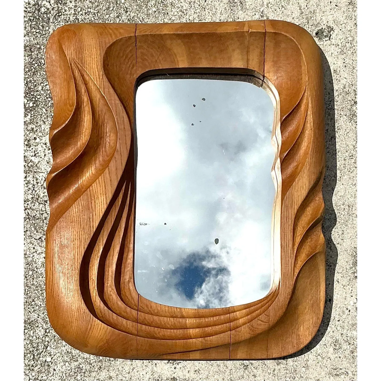 Vintage Hand Carved Wood Frame Mirror — additional photo 4