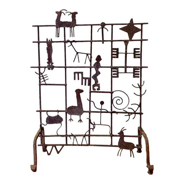 Vintage Hand Forged Iron Fireplace Screen — additional photo 1