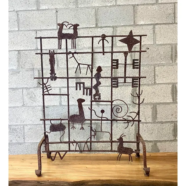 Vintage Hand Forged Iron Fireplace Screen — additional photo 3