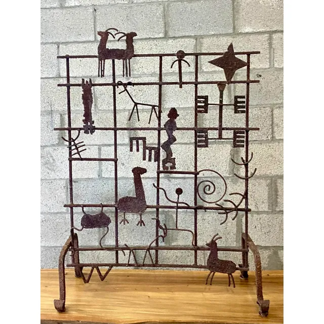 Vintage Hand Forged Iron Fireplace Screen — additional photo 4