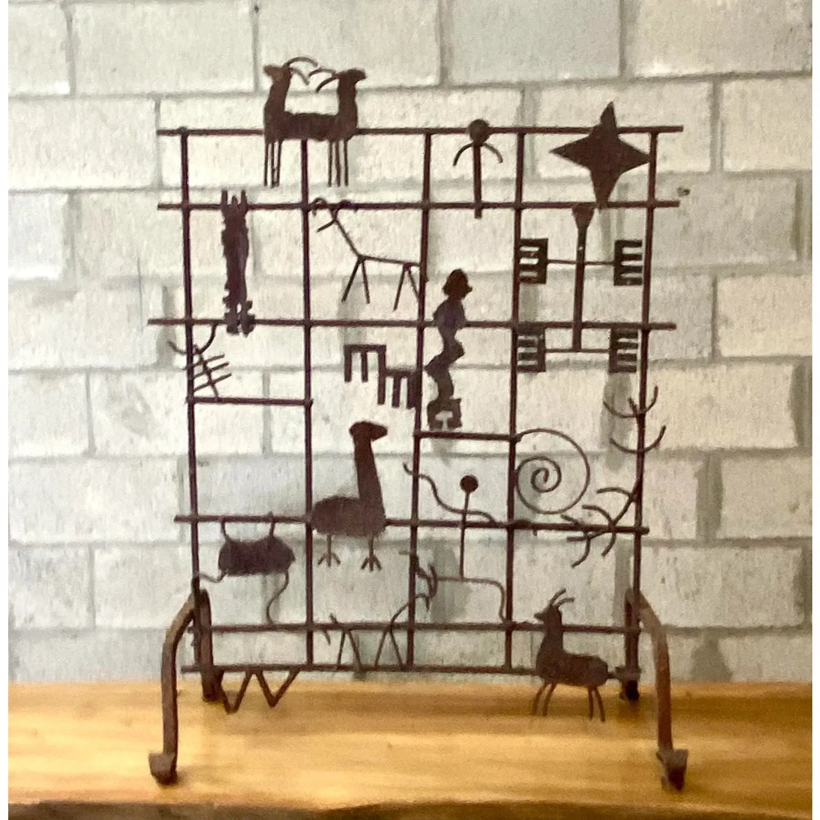 Vintage Hand Forged Iron Fireplace Screen — additional photo 5