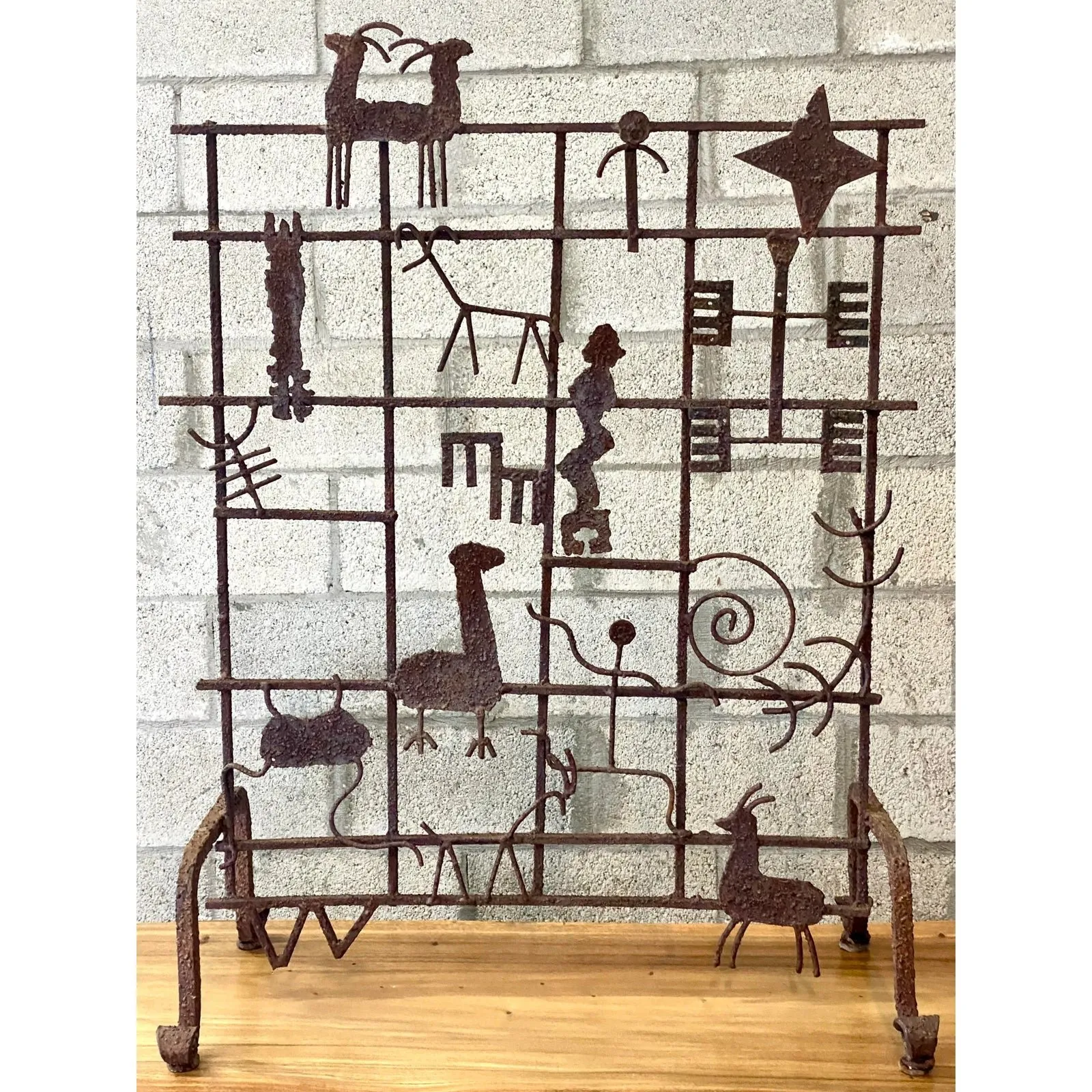 Vintage Hand Forged Iron Fireplace Screen — additional photo 6