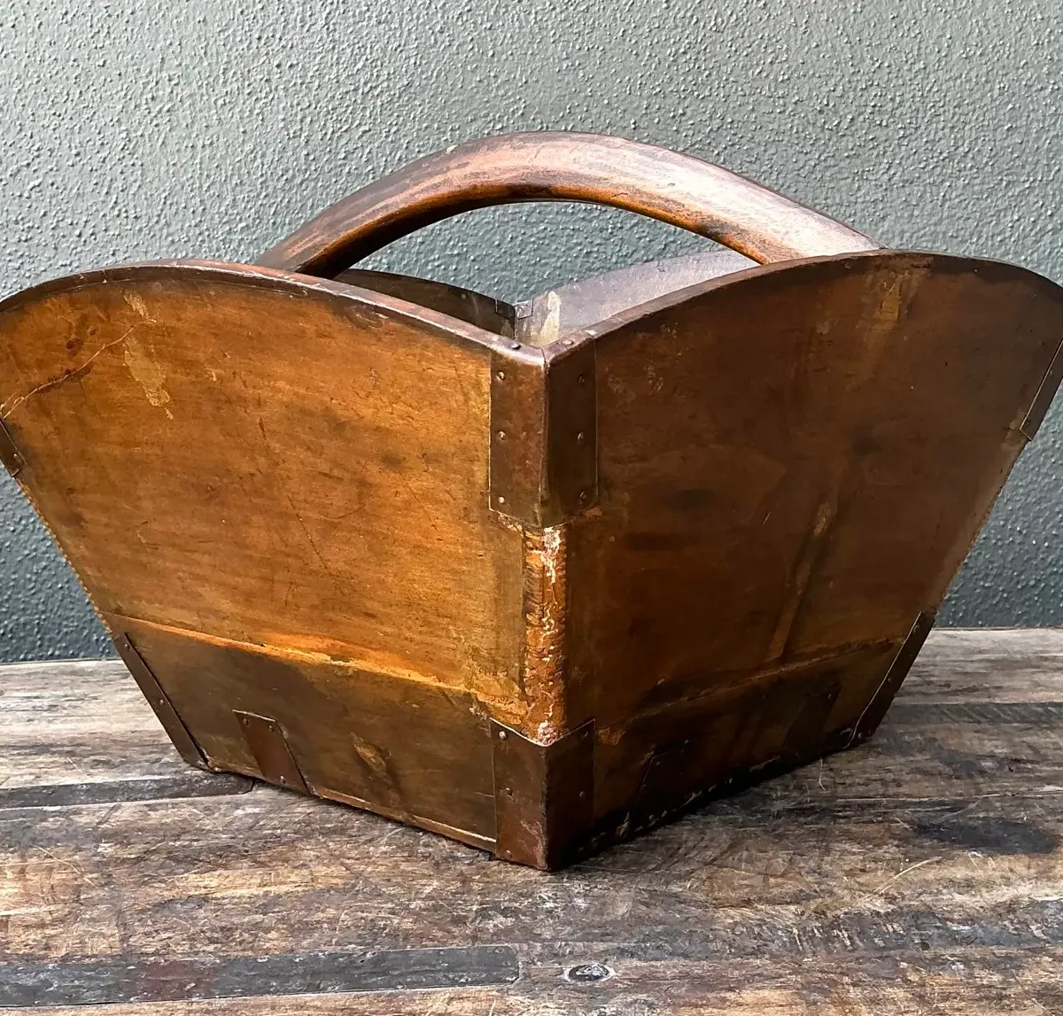 Vintage Hand Made Wooden Basket — additional photo 1
