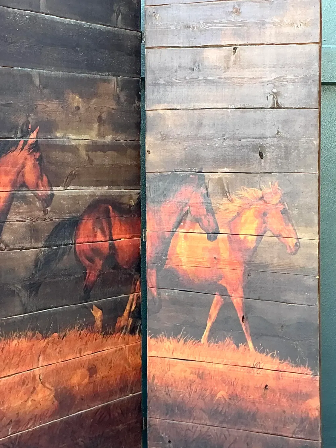 Vintage Hand Painted Barn Wood Folding Screen — additional photo 2