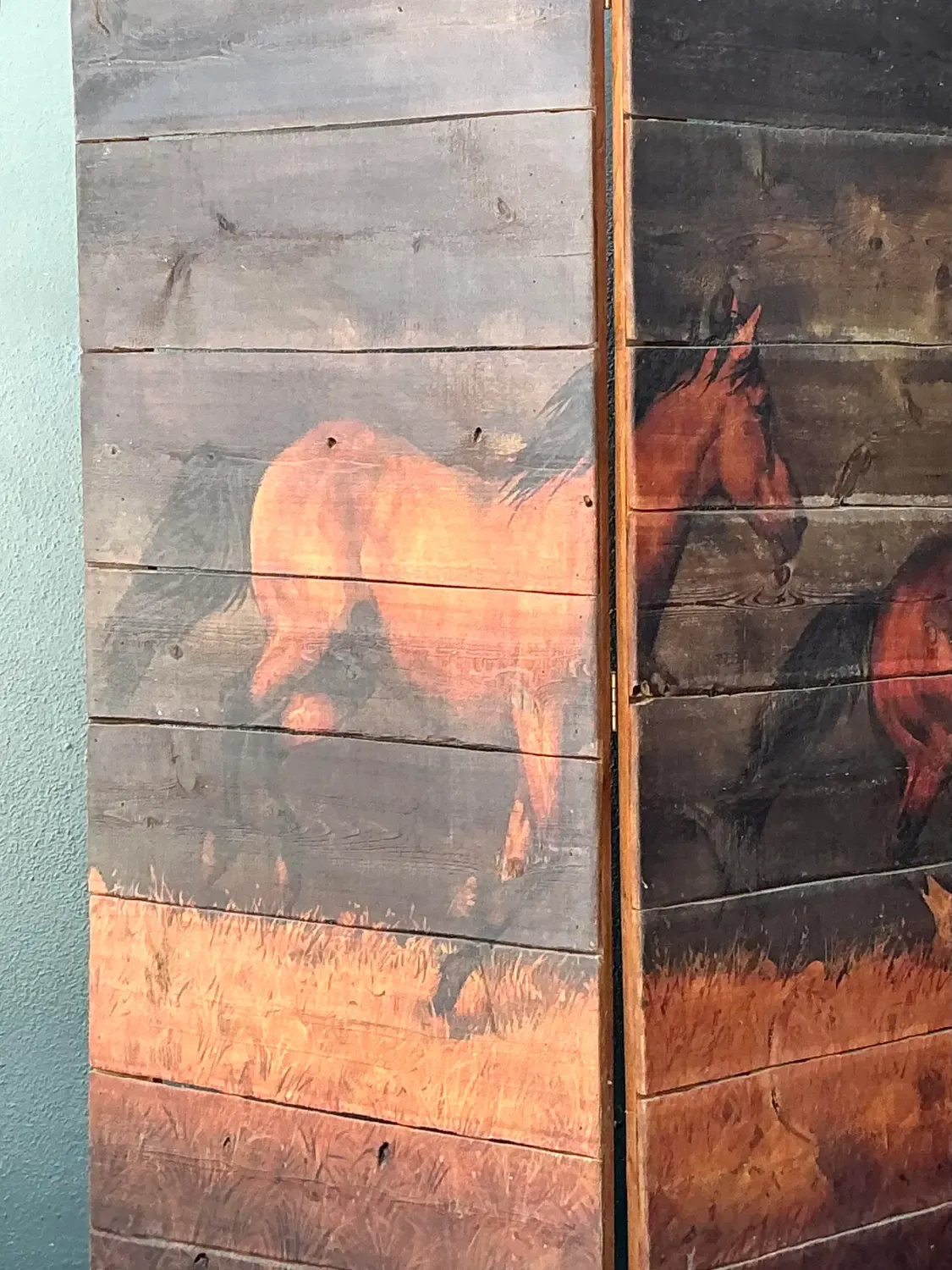 Vintage Hand Painted Barn Wood Folding Screen — additional photo 3