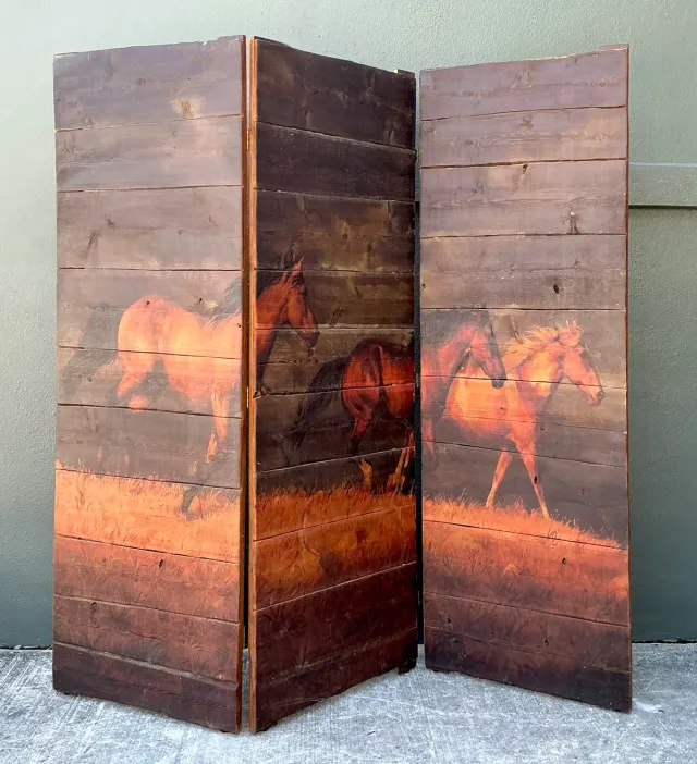 Vintage Hand Painted Barn Wood Folding Screen — additional photo 4