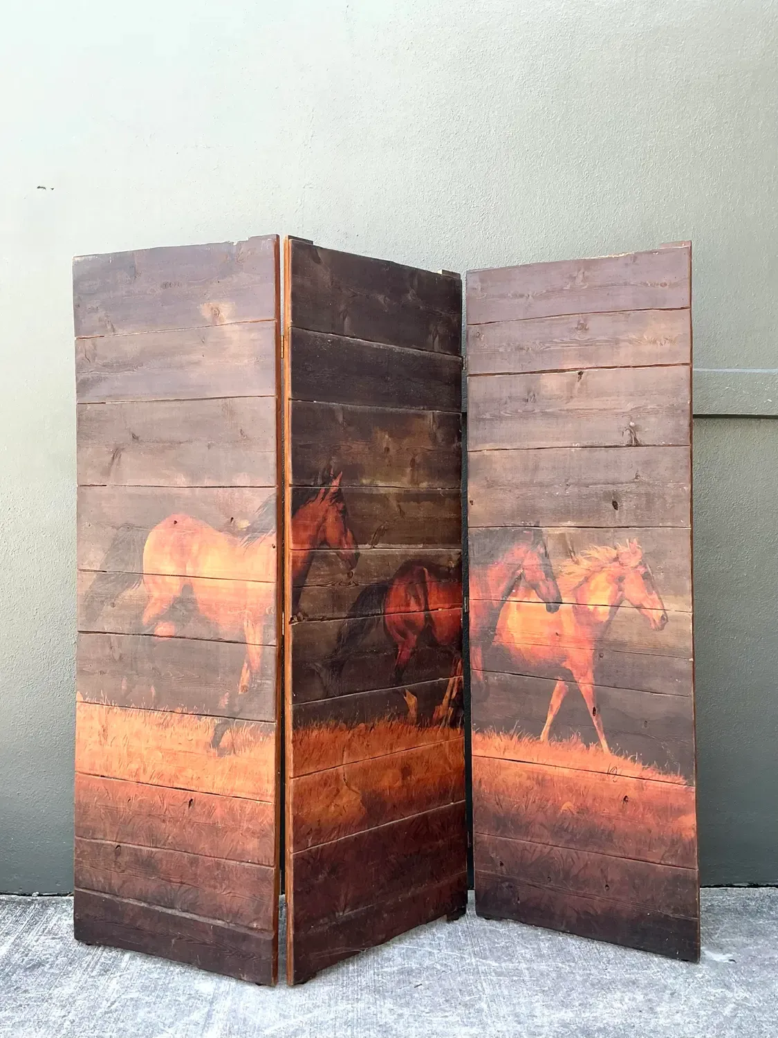 Vintage Hand Painted Barn Wood Folding Screen — additional photo 5