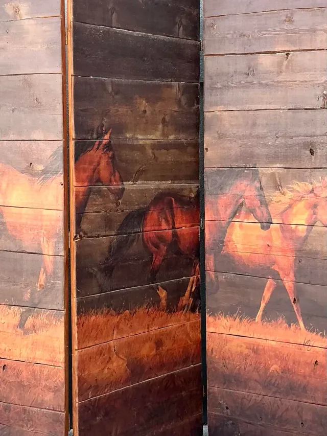 Vintage Hand Painted Barn Wood Folding Screen — additional photo 6