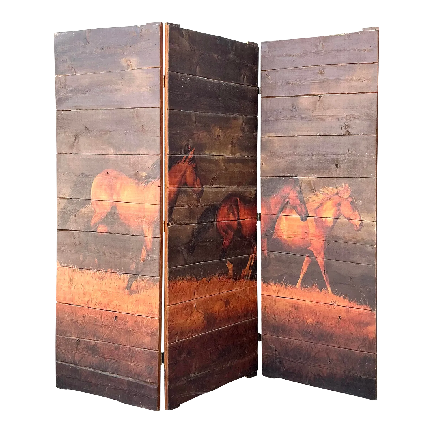 Vintage Hand Painted Barn Wood Folding Screen — additional photo 7