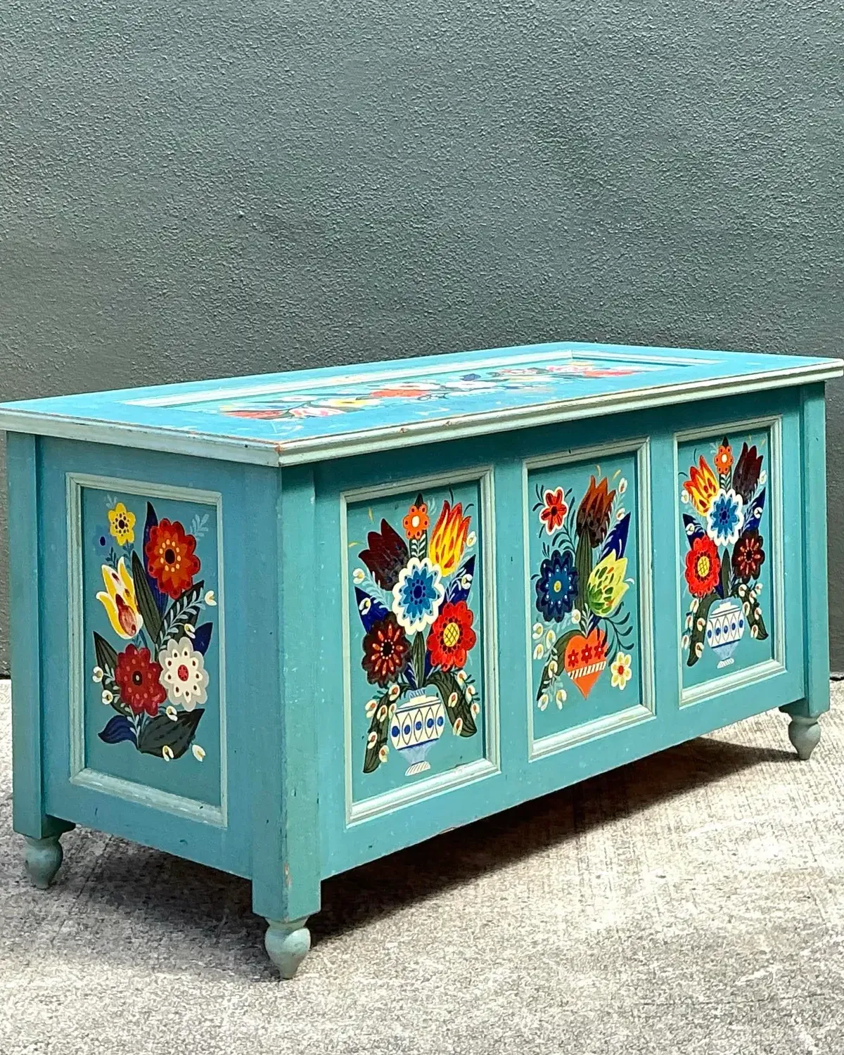 Vintage Hand Painted Blanket Trunk — additional photo 1