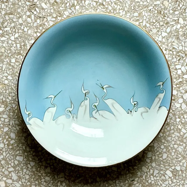 Vintage Hand Painted Bowl with Cranes by Mitsu-Boshi — additional photo 2