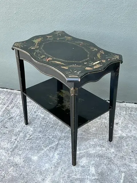 Vintage Hand Painted Chinoiserie Side Table — additional photo 2