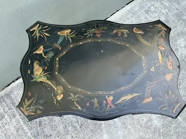Vintage Hand Painted Chinoiserie Side Table — additional photo 4