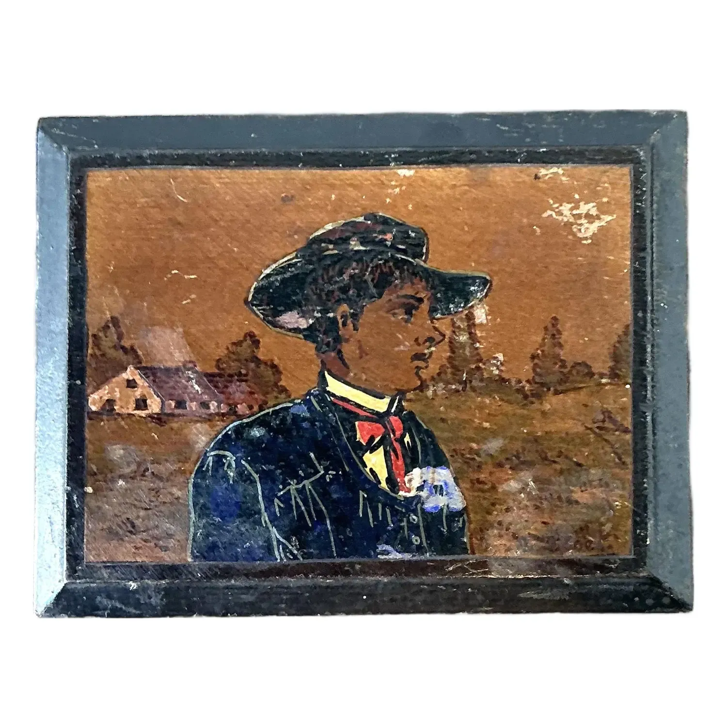 Vintage Hand Painted Cowboy Box — additional photo 1