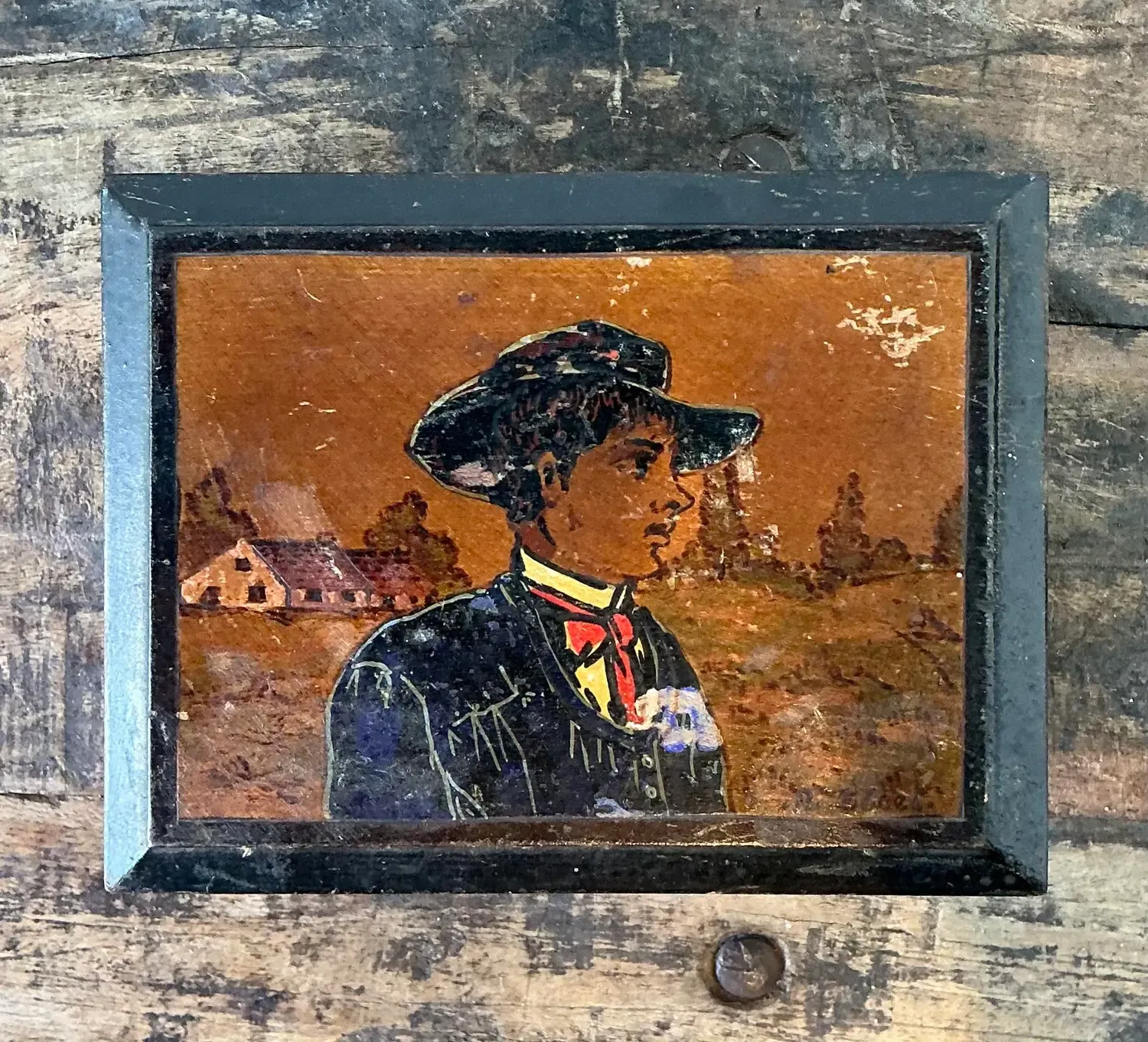 Vintage Hand Painted Cowboy Box — additional photo 4