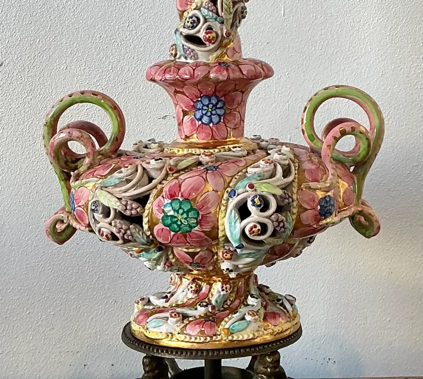 Vintage Hand Painted Glazed Ceramic Lamp — additional photo 5