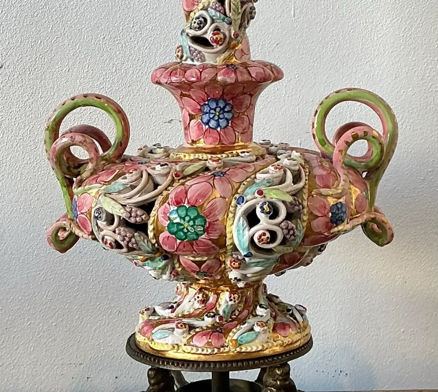 Vintage Hand Painted Glazed Ceramic Lamp — additional photo 7