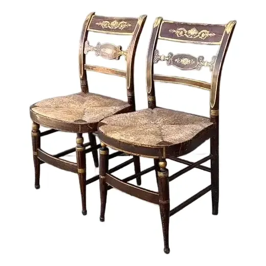 Vintage Hand Painted Hitchcock Rush Seat Chairs - Set of 2 — additional photo 1