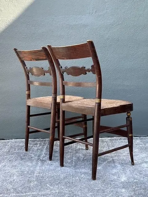 Vintage Hand Painted Hitchcock Rush Seat Chairs - Set of 2 — additional photo 5