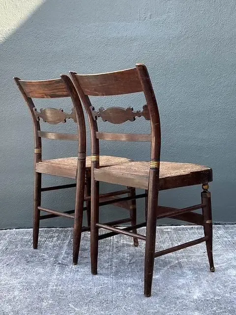 Vintage Hand Painted Hitchcock Rush Seat Chairs - Set of 2 — additional photo 7