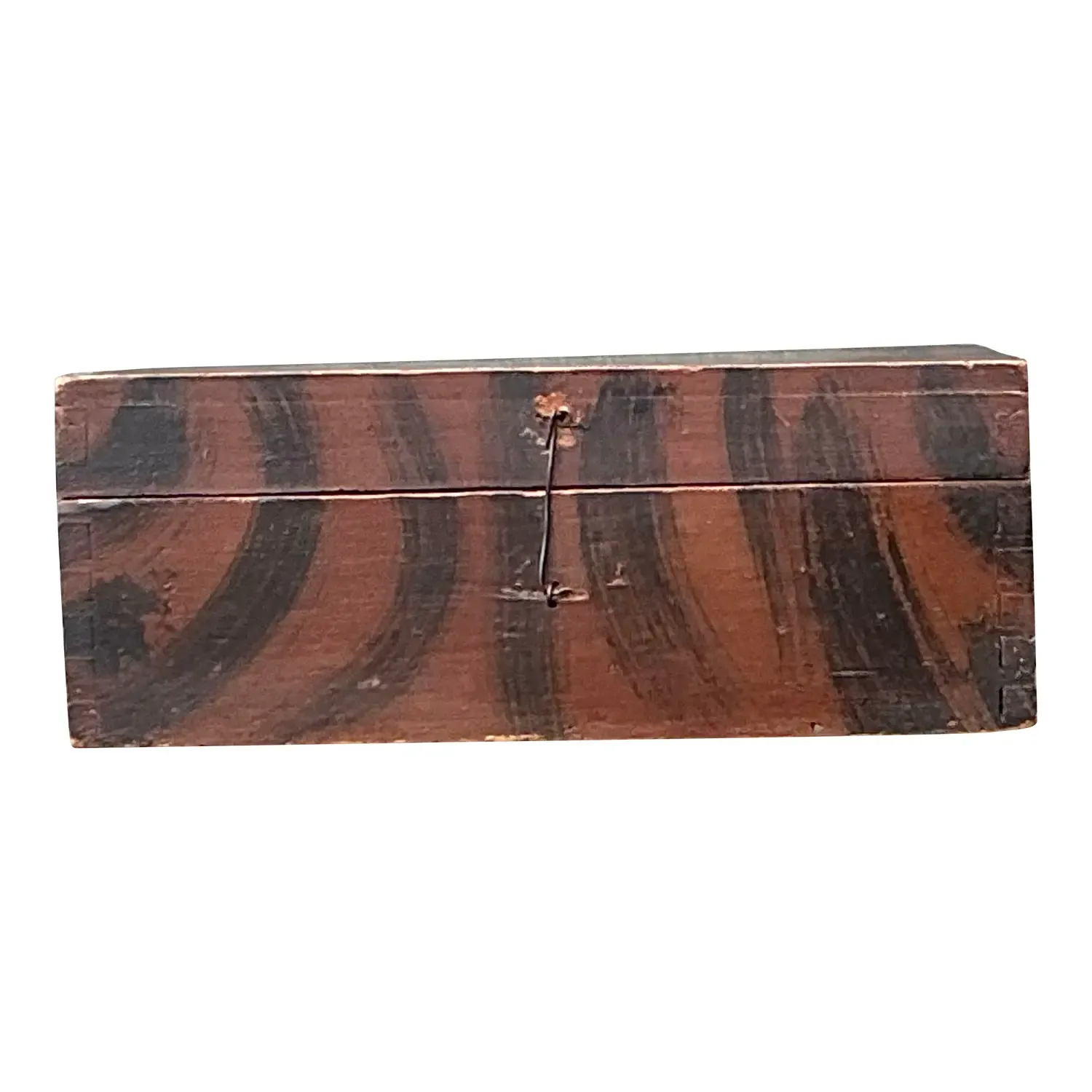 Vintage Hand Painted Tiger Stripe Primitive Box — additional photo 1