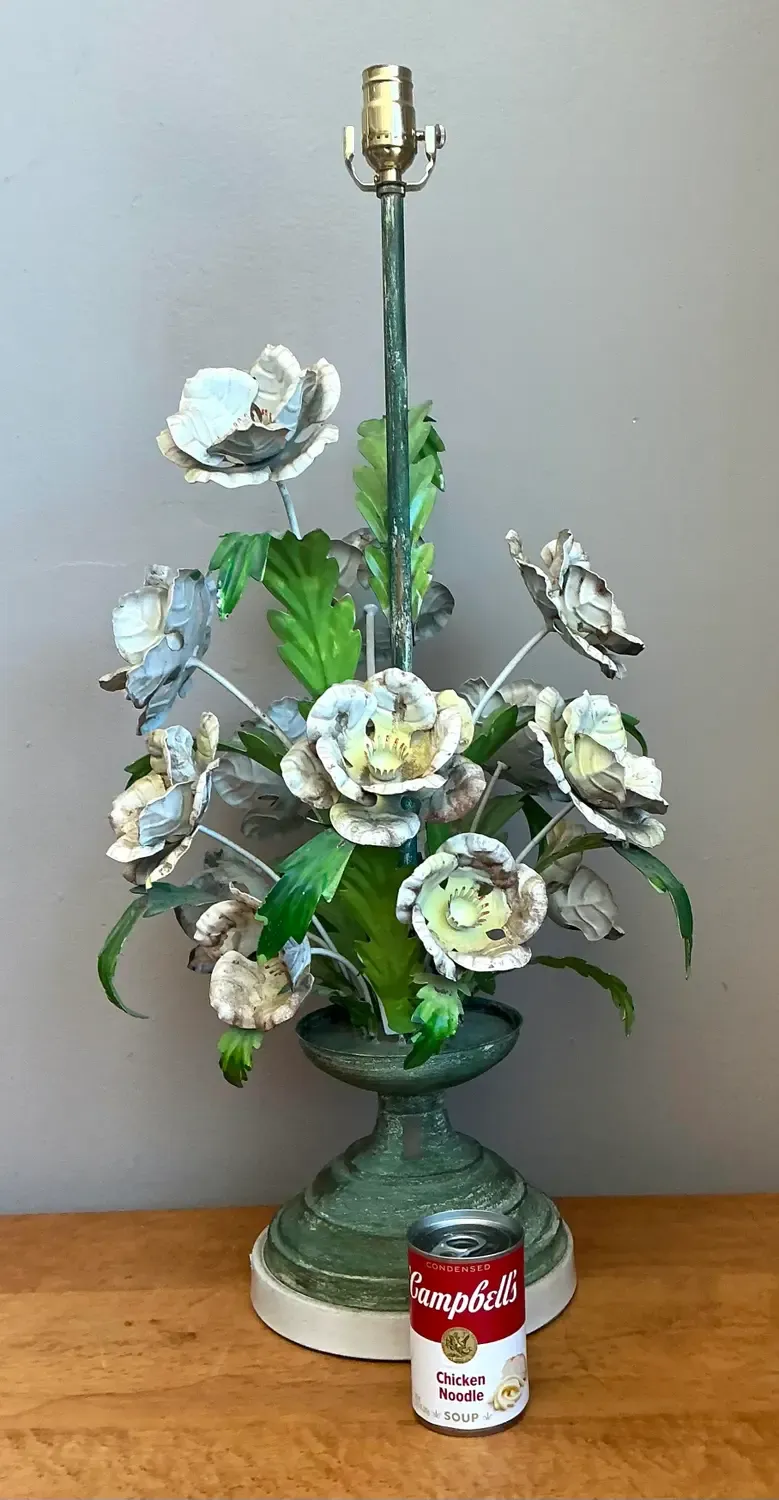 Vintage Hand Painted Tole Bouquet Lamp — additional photo 8